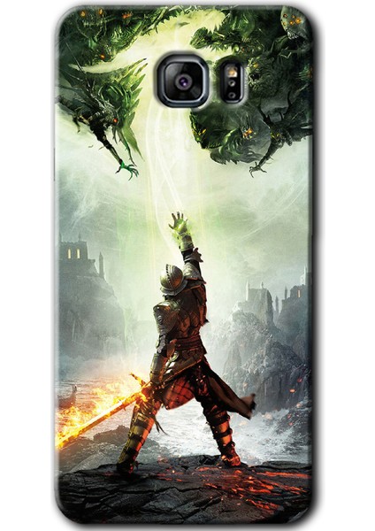 Samsung Galaxy Note 5 Kılıf Hd Desen Baskılı Arka Kapak + Temperli Cam - Dragon Hunter