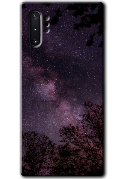 Samsung Galaxy Note 10 Plus Kılıf Hd Desen Baskılı Arka Kapak + Temperli Cam - Gece Galaksi