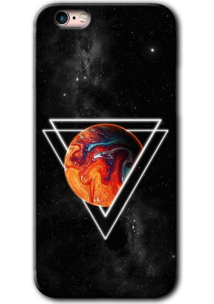 iPhone 6s Plus Kılıf Hd Desen Baskılı Arka Kapak + Temperli Cam - Kızıl Gezegen