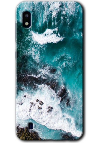 Samsung Galaxy A10 Kılıf Hd Desen Baskılı Arka Kapak + Temperli Cam - Deniz Kıyısı