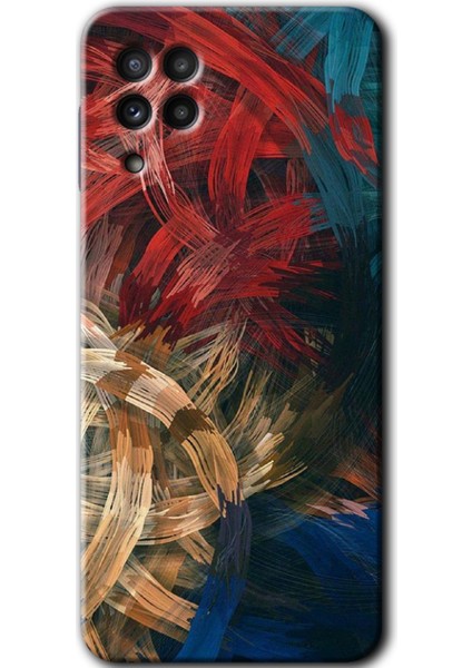 Samsung Galaxy M32 Kılıf Hd Desen Baskılı Arka Kapak + Temperli Cam - Karma Boyalar
