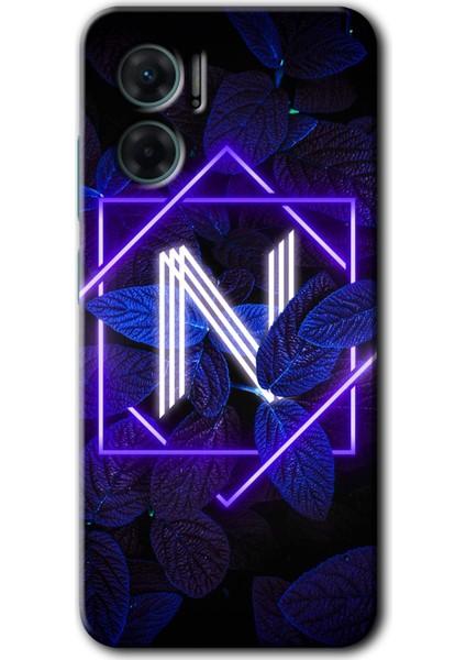 Xiaomi Redmi 10 5g Kılıf Hd Desen Baskılı Arka Kapak - Dark Neon Yaprak N Harfi