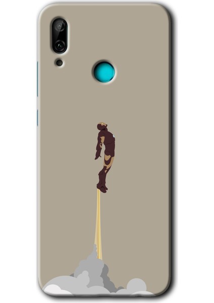 Huawei P Smart 2019 Kılıf Hd Desen Baskılı Arka Kapak + Temperli Cam - İRONMAN-19RPORT