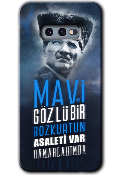 Samsung Galaxy S10E Kılıf Hd Desen Baskılı Arka Kapak + Temperli Cam - Bozkurt Atatürk