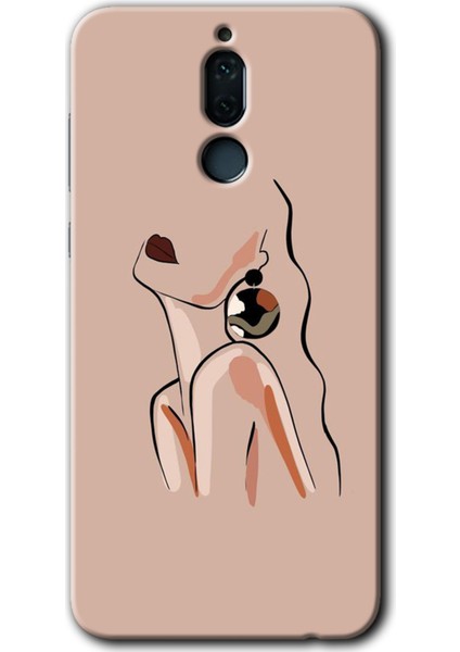 Huawei Mate 10 Lite Kılıf Hd Desen Baskılı Arka Kapak + Temperli Cam - Çizim Silüet