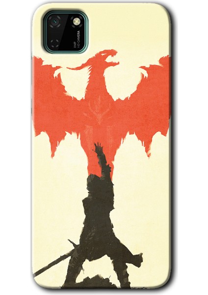 Huawei Y5P Kılıf Hd Desen Baskılı Arka Kapak + Temperli Cam - Dragon Hunter 1