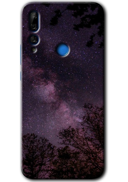 Huawei P Smart Z Kılıf Hd Desen Baskılı Arka Kapak + Temperli Cam - Gece Galaksi