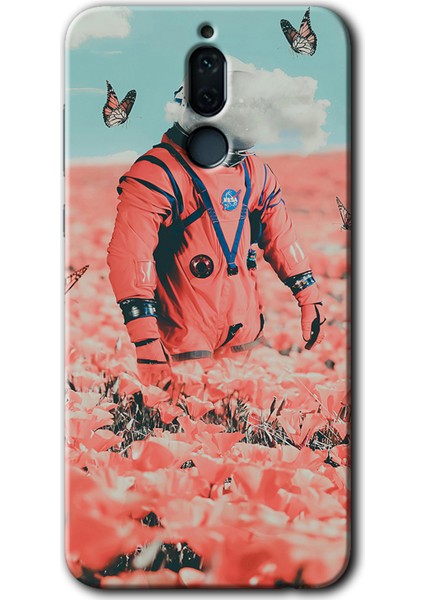Huawei Mate 10 Lite Kılıf Hd Desen Baskılı Arka Kapak + Temperli Cam - Uzay Bahçesi