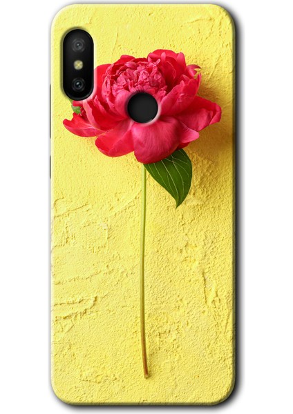 Xiaomi Redmi Note 6 Pro Kılıf Hd Desen Baskılı Arka Kapak - Kırmızı Gül