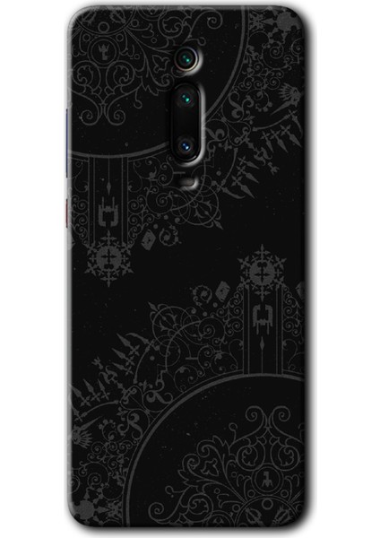 Xiaomi Mi 9t Kılıf Hd Desen Baskılı Arka Kapak - Siyah Mandala