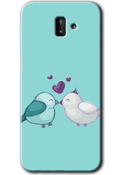 Samsung Galaxy J6 Plus Kılıf Hd Desen Baskılı Arka Kapak + Temperli Cam - Mutlu Kuşlar
