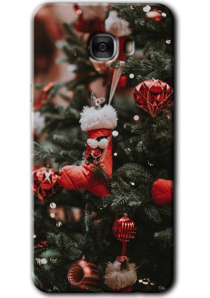 Samsung Galaxy C9 Pro Kılıf Hd Desen Baskılı Arka Kapak + Temperli Cam - Happy New Year