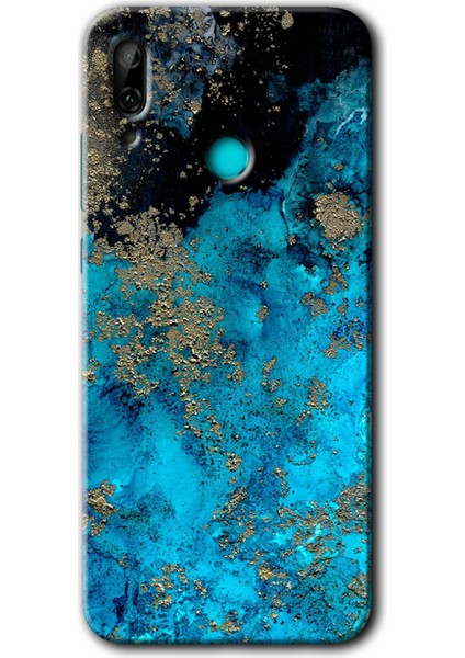 Huawei P Smart 2019 Kılıf Hd Desen Baskılı Arka Kapak + Temperli Cam - Klas Mermer