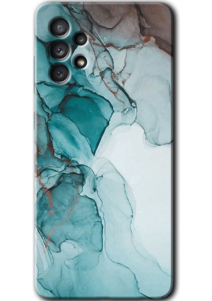 Samsung Galaxy A73 Kılıf Hd Desen Baskılı Arka Kapak + Temperli Cam - Buzul Mermer