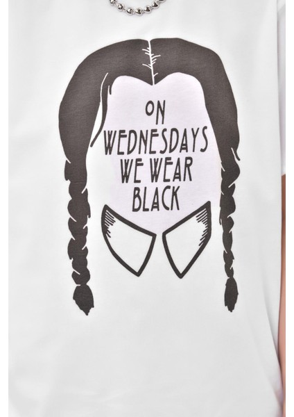 Wednesday Baskılı Oversize %100 Pamuk Kadın Tişört modelleri