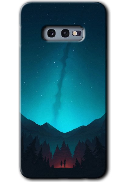 Samsung Galaxy S10E Kılıf Hd Desen Baskılı Arka Kapak + Temperli Cam - Night Fores Mount