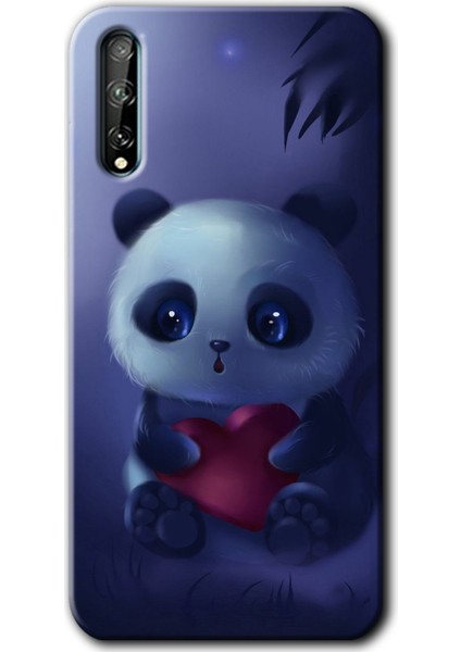 Huawei P Smart S Kılıf Hd Desen Baskılı Arka Kapak + Temperli Cam - Bebek Panda
