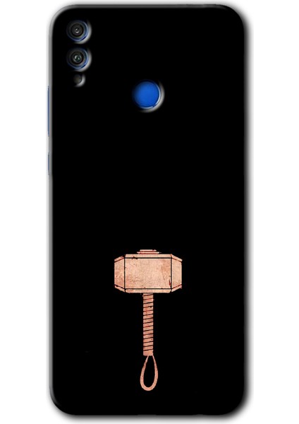 Honor 8x Kılıf Hd Desen Baskılı Arka Kapak + Temperli Cam - Thor Çekiç
