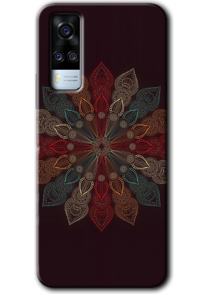 Vivo Y51 Kılıf Hd Desen Baskılı Arka Kapak - Mandala Flower Wal