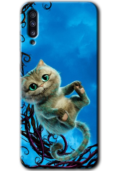 Samsung Galaxy A50 Kılıf Hd Desen Baskılı Arka Kapak + Temperli Cam - Çılgın Kedi