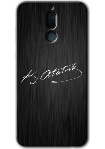 Huawei Mate 10 Lite Kılıf Hd Desen Baskılı Arka Kapak + Temperli Cam - Imza Atatürk