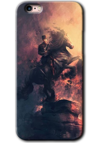 iPhone 6 Kılıf Hd Desen Baskılı Arka Kapak + Temperli Cam - Atatürk Portre