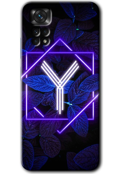 Xiaomi Redmi Note 11 Pro 5g Kılıf Hd Desen Baskılı Arka Kapak - Dark Neon Yaprak Y Harfi