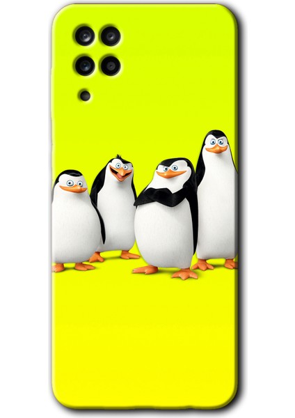 Samsung Galaxy M12 Kılıf Hd Desen Baskılı Arka Kapak + Temperli Cam - Penguenler