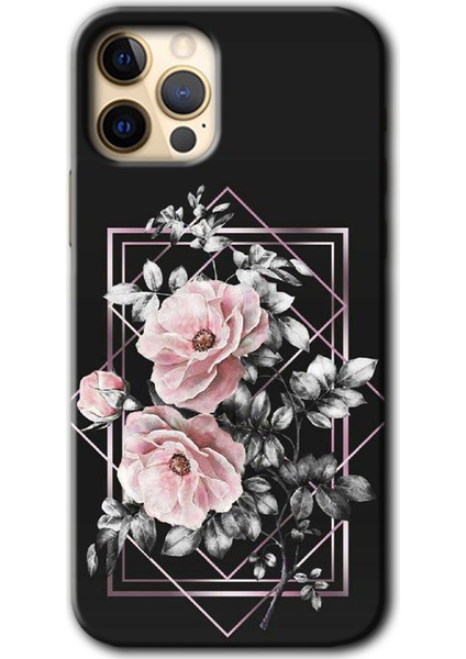 iPhone 11 Pro Kılıf Hd Desen Baskılı Arka Kapak + Temperli Cam - Retro Çiçek 1
