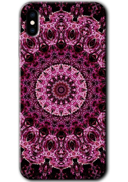 iPhone Xs Max Kılıf Hd Desen Baskılı Arka Kapak + Temperli Cam - Mandala Patterns Kaleidoscope