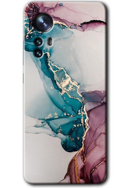 Xiaomi Mi 12 Pro Kılıf Hd Desen Baskılı Arka Kapak - Liquid Mermer