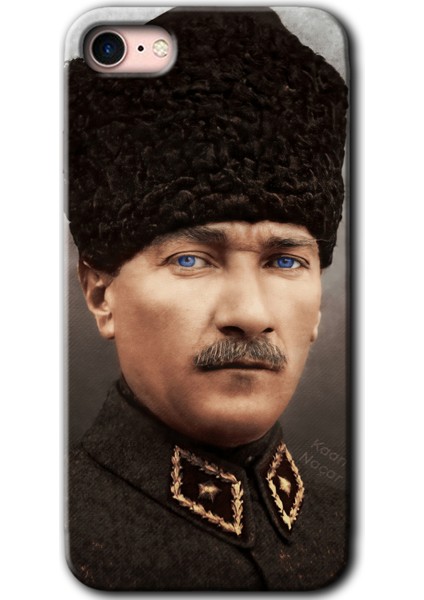 iPhone Se 2020 Kılıf Hd Desen Baskılı Arka Kapak + Temperli Cam - Başkomutan Atatürk
