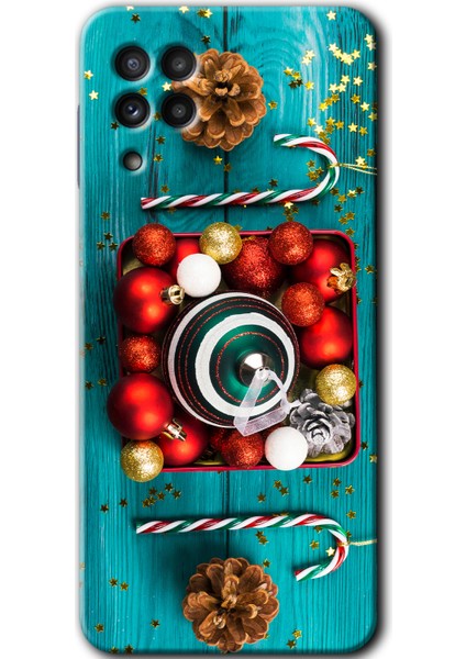 Samsung Galaxy A22 Kılıf Hd Desen Baskılı Arka Kapak + Temperli Cam - Christmas