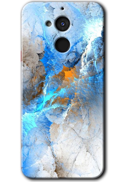 General Mobile Gm 8 Kılıf Hd Desen Baskılı Arka Kapak + Temperli Cam - Mavi Buzul