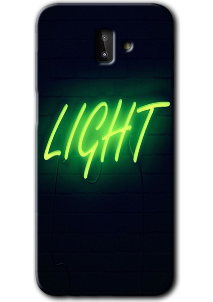 Samsung Galaxy J6 Plus Kılıf Hd Desen Baskılı Arka Kapak + Temperli Cam - Neon Inscription