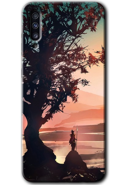 Samsung Galaxy A50S Kılıf Hd Desen Baskılı Arka Kapak + Temperli Cam - Yalnız Savaşcı