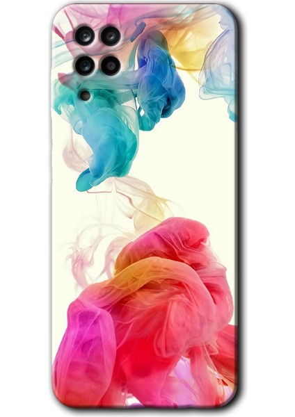 Samsung Galaxy A12 Kılıf Hd Desen Baskılı Arka Kapak + Temperli Cam - Gökkuşağı Color