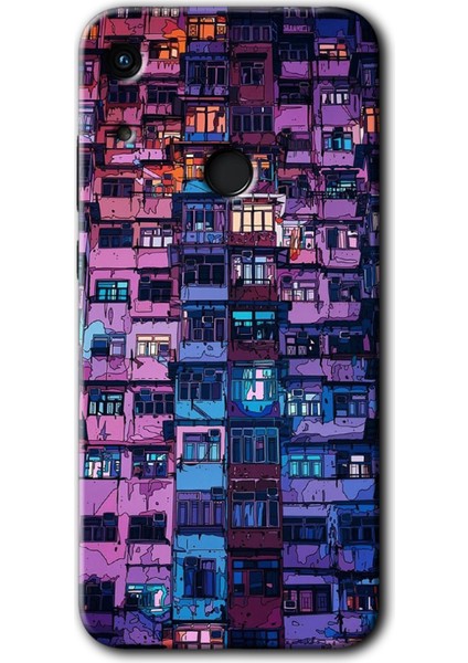 Huawei Y6S 2019 Kılıf Hd Desen Baskılı Arka Kapak + Temperli Cam - Şehir Görünümü