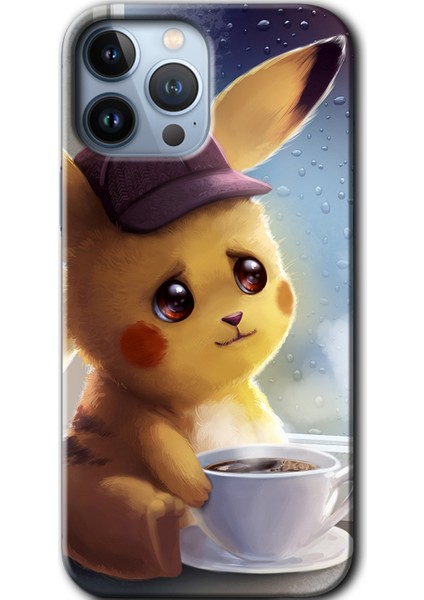 iPhone 13 Pro Kılıf Hd Desen Baskılı Arka Kapak + Temperli Cam - Üzgün Pikaçu