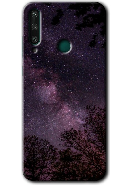 Huawei Y6P Kılıf Hd Desen Baskılı Arka Kapak + Temperli Cam - Gece Galaksi