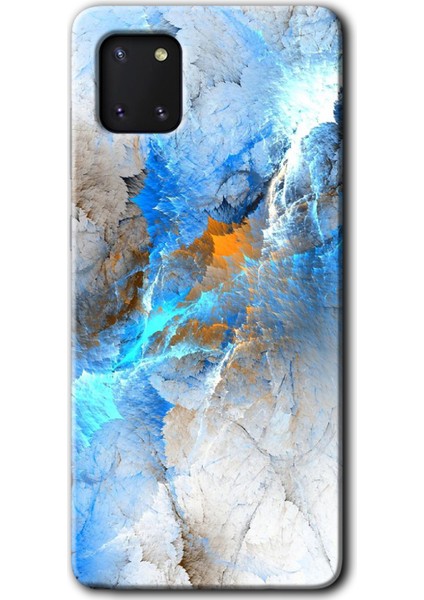 Samsung Galaxy Note 10 Lite Kılıf Hd Desen Baskılı Arka Kapak + Temperli Cam - Mavi Buzul