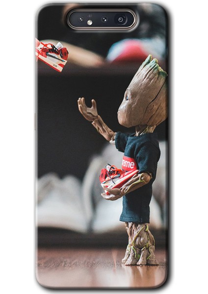 Samsung Galaxy A80 Kılıf Hd Desen Baskılı Arka Kapak + Temperli Cam - I Am Groot