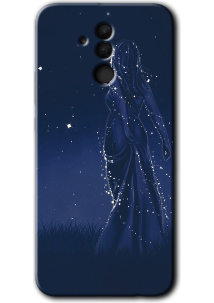Huawei Mate 20 Lite Kılıf Hd Desen Baskılı Arka Kapak + Temperli Cam - Gecenin Kraliçesi