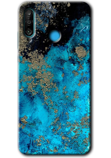 Huawei P30 Lite Kılıf Hd Desen Baskılı Arka Kapak + Temperli Cam - Klas Mermer