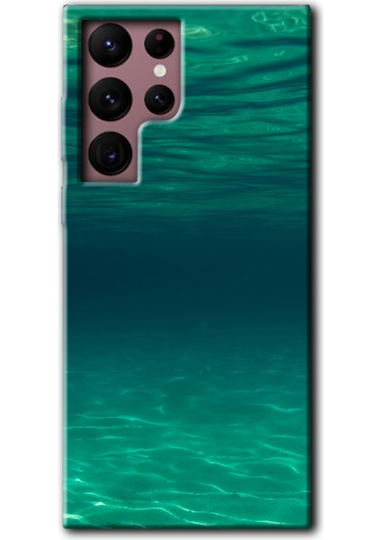Samsung Galaxy S22 Ultra Kılıf Hd Desen Baskılı Arka Kapak + Temperli Cam - Derin Deniz