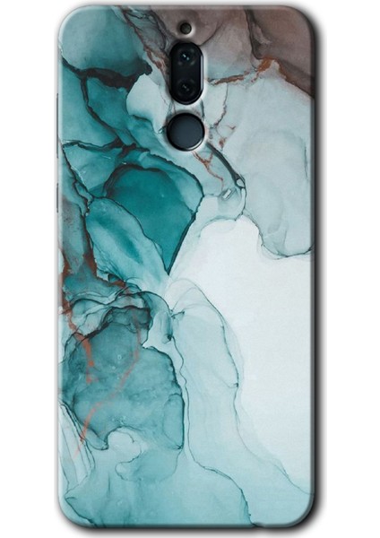 Huawei Mate 10 Lite Kılıf Hd Desen Baskılı Arka Kapak + Temperli Cam - Buzul Mermer