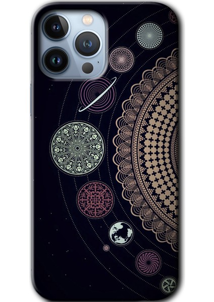 iPhone 13 Pro Kılıf Hd Desen Baskılı Arka Kapak + Temperli Cam - Gezegen Döngüsü