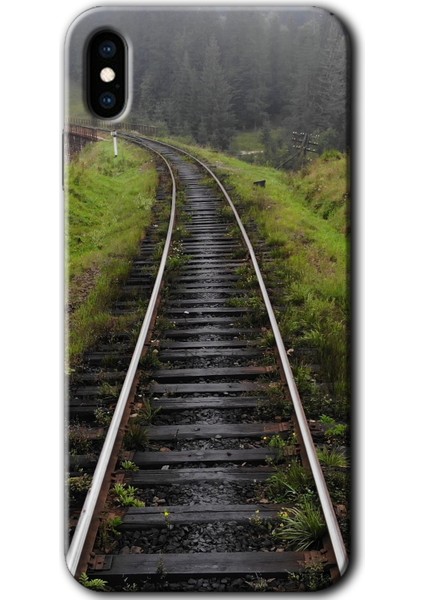 iPhone x Kılıf Hd Desen Baskılı Arka Kapak + Temperli Cam - Tren Yolu