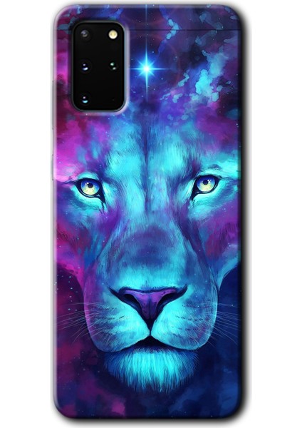 Samsung Galaxy S20 Plus Kılıf Hd Desen Baskılı Arka Kapak + Temperli Cam - Neon Lion