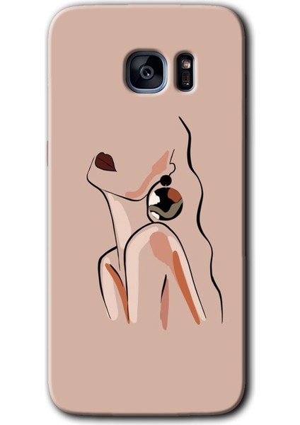 Samsung Galaxy S7 Edge Kılıf Hd Desen Baskılı Arka Kapak + Temperli Cam - Çizim Silüet